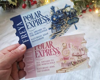 Christmas Train Express Invitation, Personalised Polar Acrylic Ticket Keepsake from Santa Claus, Trip to Christmas Express Keepsake Gift