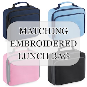 Sac à lunch assorti, Motif brodé personnalisé, Sac à dos assorti, Rentrée des classes, Sac à lunch pour chambre d'enfant, Sac isotherme pour tout-petit
