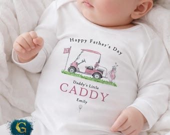 Personalised Fathers Day Golf Sleepsuit, Daddy's Little Caddy, 1st Father's Day As My Daddy New Dad Gift, Fathers Day Outfit, Custom Tshirt