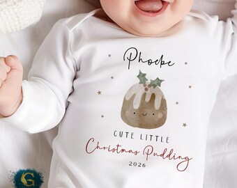 Christmas Babygrow, First 1st Christmas Baby Romper, Cute Little Pudding Christmas Sleepsuit, Christmas Baby Outfit, Xmas Christmas Keepsake