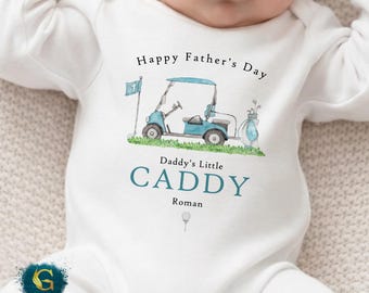 Personalised Fathers Day Golf Sleepsuit, Daddy's Little Caddy, 1st Father's Day As My Daddy New Dad Gift, Fathers Day Outfit, Custom Tshirt