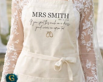 Personalised Wedding Apron, Bride Groom First Meal as Mrs, Wedding Bib, Wedding Day Apron, Funny Wedding Gift Idea, Mr & Mrs Aprons, Messy