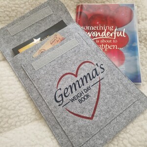 Weigh Day Folder, Personalised Slimming Weight Loss Journey Pouch, New Years Resolution, Grey Felt, Watchers World bild 5