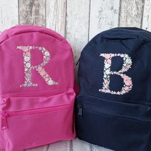 Flower Initial Girls Backpack, Personalised Embroidered Kids Bag, Back to School, Nursery Bag zdjęcie 5