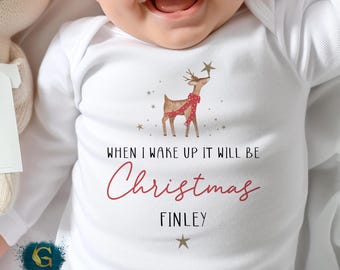Christmas Babygrow, First 1st Christmas Baby Romper, Reindeer Star Christmas Sleepsuit, Christmas Baby Outfit, Xmas Christmas Keepsake
