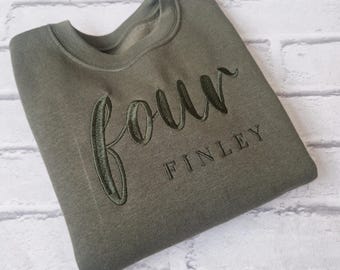 Personalised Birthday Sweatshirt, Embroidered Name Birthday Top, One Two Three Four Five, Girls Boys First Second Birthday Top