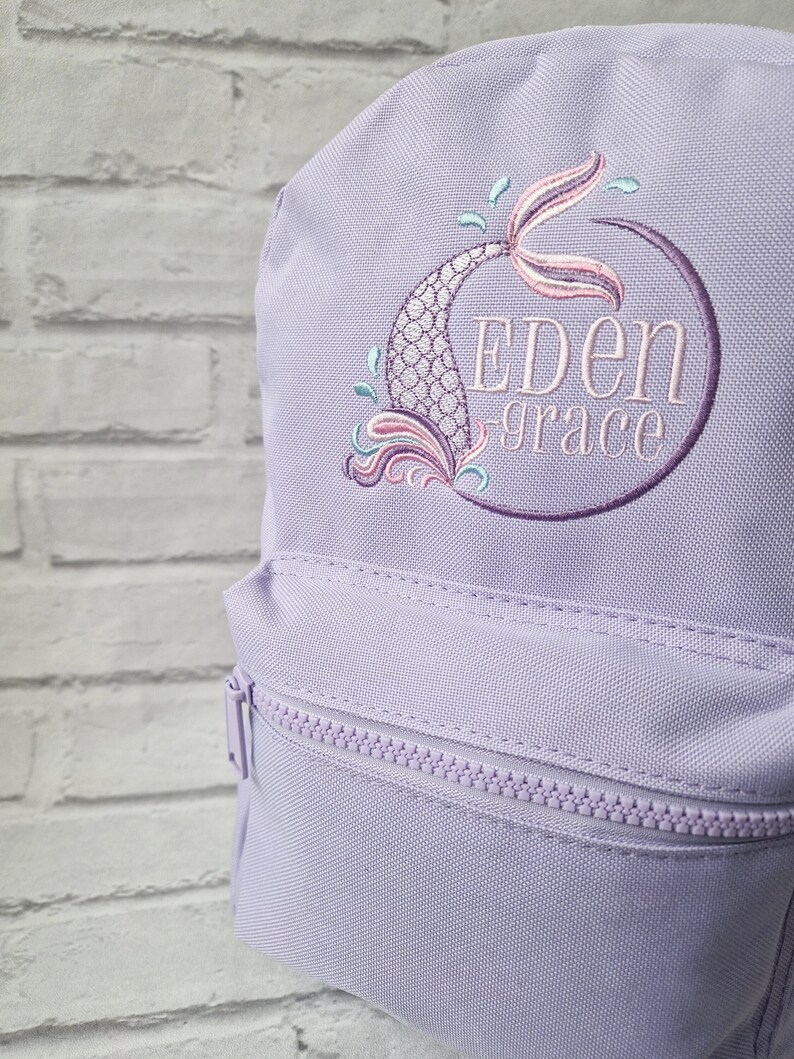 Personalised Mermaid Backpack, Custom Toddler Backpack Girl, Kids School Bag, Preschool Backpack, Nursery Bag, Mermaid Gift for Girl image 3