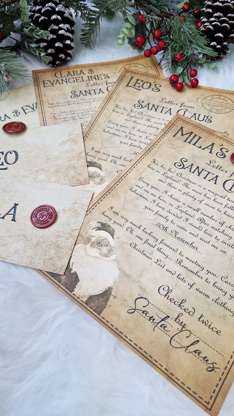 LAPLAND INVITE Personalised Invitation to Lapland UK Vintage Official Letter from Santa Claus Father Christmas North Pole Wax Stamp image 7