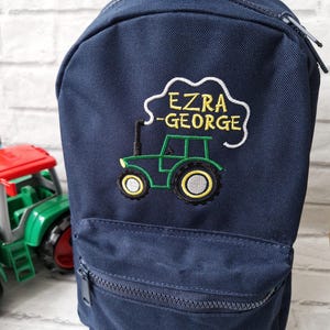 Sac à dos tracteur, sac à dos brodé personnalisé pour garçons, sac de chambre d'enfant, rentrée des classes