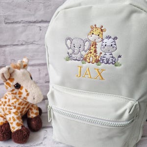 Sac à dos animaux de safari, sac brodé personnalisé, rentrée des classes, sac safari pour chambre d'enfant