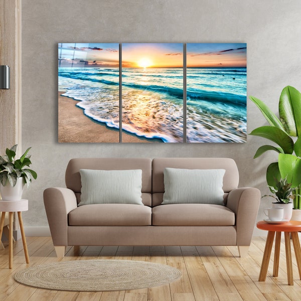 Turquoise Beach Mega Size Glass Printing Wall Art For Big Walls Modern Decor Idea For Your House And Office Natural And Vivid Home Decor