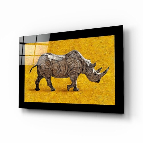 Rhino Glass Printing Wall Art Modern Decor Idea For Your House And Office Natural And Vivid Wall Decor shops Housewarming Gift