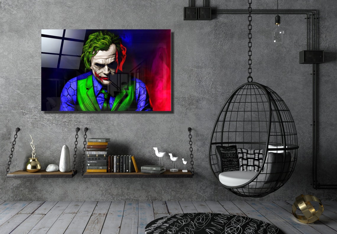 Joker Glass Printing Wall Art Modern Decor Ideas For Your Etsy