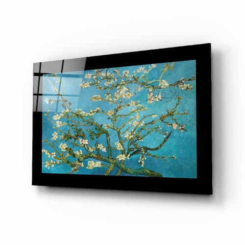 Turquoise Almond Flowers Glass Printing Wall Art shops Modern Decor Idea For Your House And Office Natural And Vivid Wall Decor Housewarming Gift