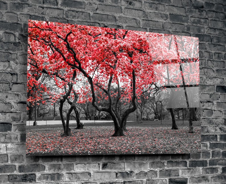 Red Tree Printing Wall Art Modern Decor Ideas for Your House Etsy