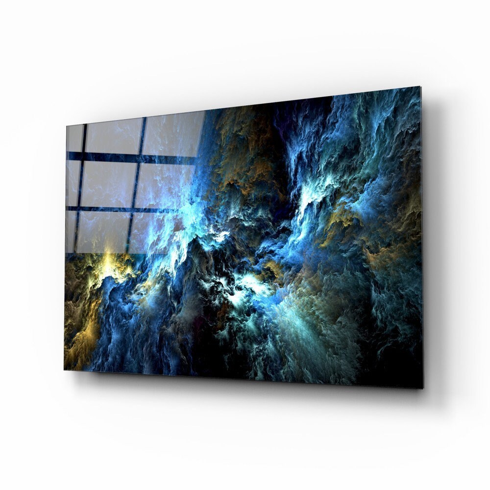 Cosmic Blue Glass Printing Wall Art Modern Decor Ideas For Etsy