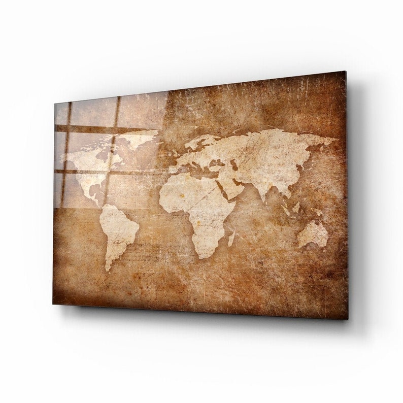 World Map Glass Printing Wall Art Modern Decor Ideas for Your - Etsy