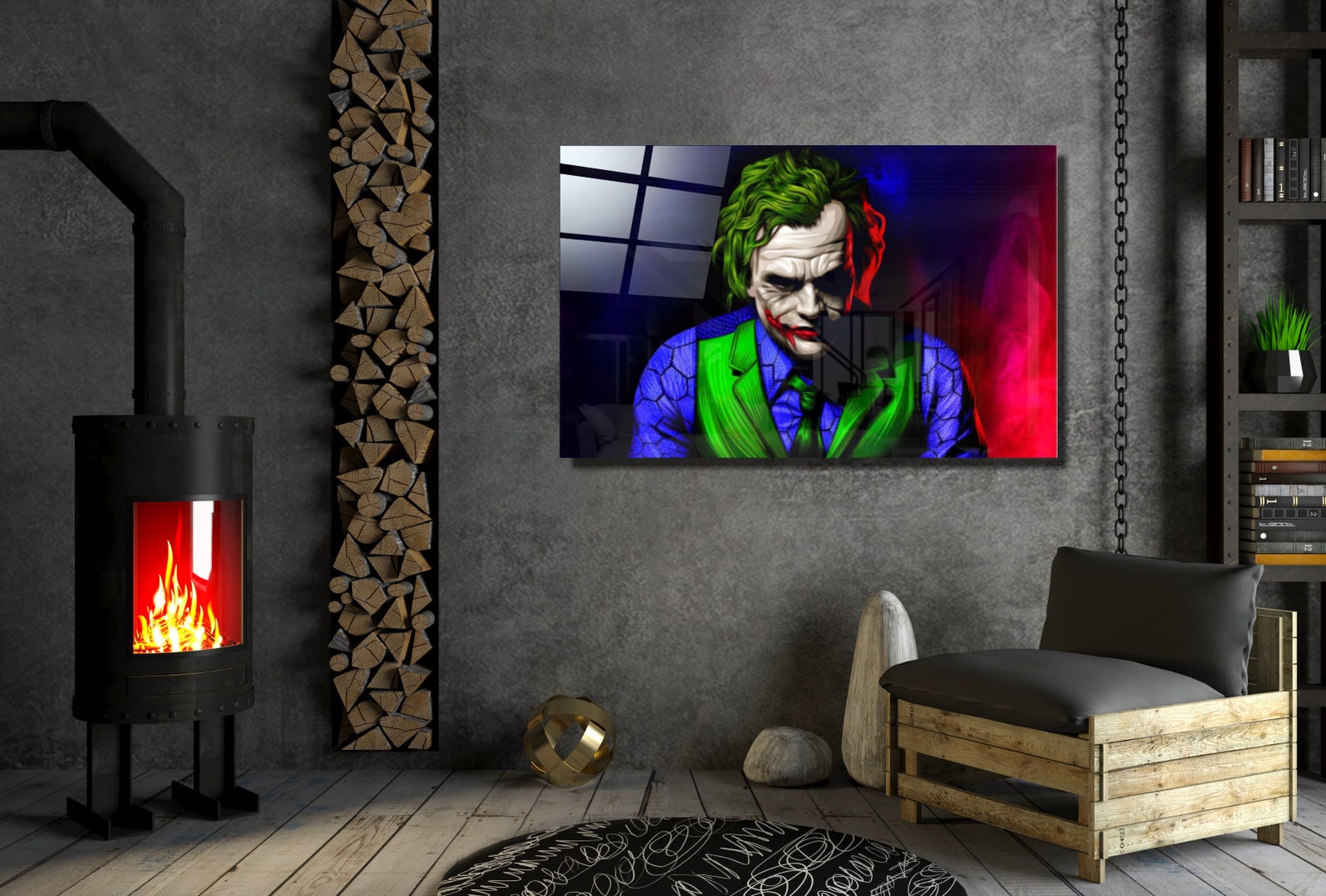 Joker Glass Printing Wall Art Modern Decor Ideas For Your Etsy