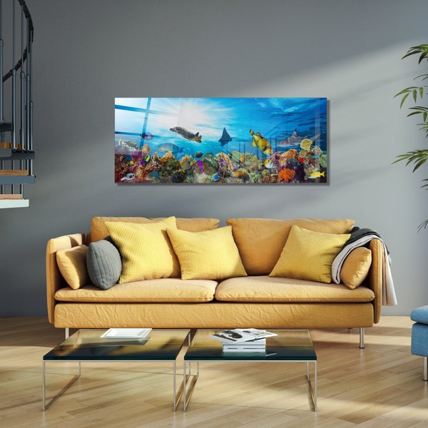 Aquarium Panoramic Glass Printing Wall Art Modern Decor Ideas For Your House And Office Natural Home Wall Decor Housewarming Gift