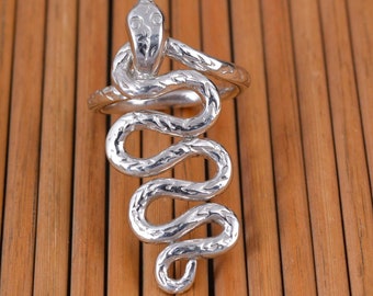Snake Handmade Sterling Silver Men Ring, Serpent Unique Animal Ring, 925 Sterling Silver, Snake Silver Jewelry, Best Friend Gift Ring.