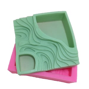 Terraced Flower Pot Silicone Plant Pot Silicone Mold Square Building Concrete Mould Moss Bonsai Cement Plate,DIY Craft Supplies Mold, GJ32