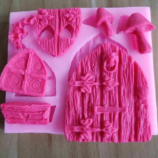 Fairy house mold Fairy Door Silicone Mold mushroom fondant mold diy candle soap crafts Cake decorating Chocolate Candy Epoxy Resin Mold,G338