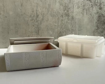 Book shaped Storage Box Mold with Lid Trinket Jar Silicone Mold Jewelry Organizer Epoxy resin Casting Container Crafts DIY Home decor,G599