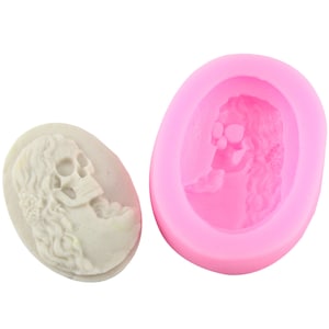 Jabón de calavera Molde de silicona Esqueleto femenino Cameo Skelton Zombie cera de polímero vela artesanías molde de arcilla de yeso DIY Halloween Decoración del hogar, G243