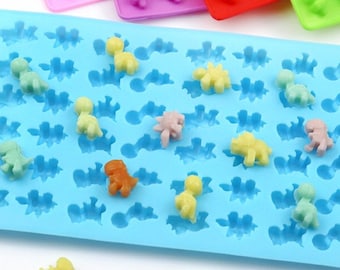 48 Hohlräume Dinosaurier Kaugummi Mini Dino Silikonform Dollhouse Resin Gießform 3D Eiswürfel Tablett Food Safe DIY Jello Zucker Basteln,G452