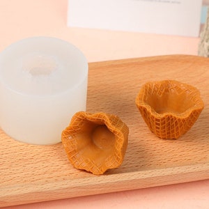 Mini Waffle Cone Mold Sugar Cone silicone mold Kawaii Sweets Mold Wax Candle ornament Soap Plaster DIY Resin Epoxy Fondant Cake Decor,G486