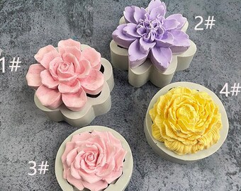 3pcs Stampo per Candela a Sfera Rosa,Stampo a forma di candela in silicone,stampi per Fusione di Candele di Fiori 3D,per candele profumate fai da te, idea regalo