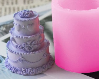 3-Layer Birthday Cake Silicone Mold Cream Dessert Candle mold Kawaii Food Candle Wax making Soap Plaster Resin Clay Mold bath bomb mold,G549