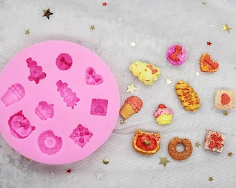 Mini Snacks Silicone Mold  Kawaii Donut,bread, ice cream,cute candy mold for Candle Soap Plaster Resin Epoxy Jewelry Making Cake Decor,G529