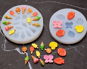 Mini Ice Cream Silicone Mold Waffle Cone Mold Sweets Cupcake toppers Candle Ornament Soap Plaster Resin Epoxy Mold Fondant Cake Decor,GJ500