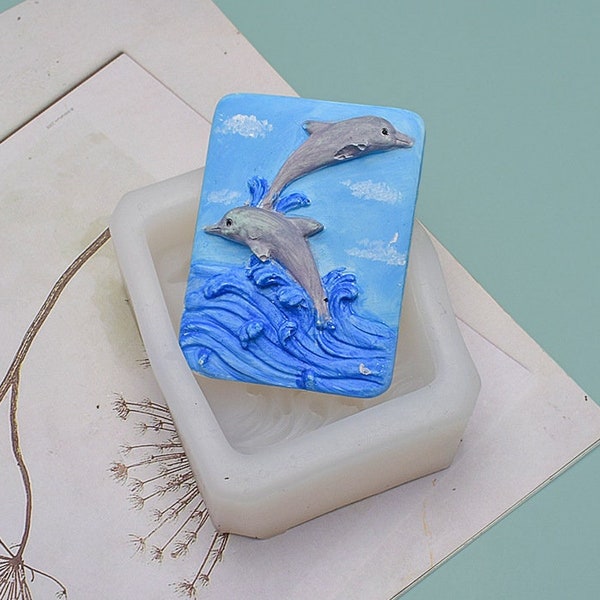 Dolphin Soap Silicone Mold Ocean Sea Animal Savon Fabrication Cire Bougie Moule Chocolat Fabrication Résine époxy moule Fournitures de savon cadeau faites à la main, G502