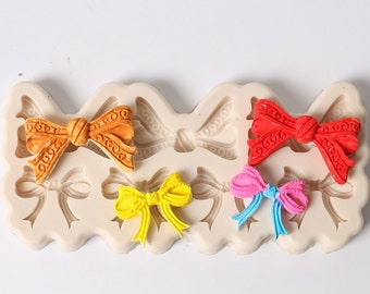 7 Cavities Bow Ribbon Silicone Mold Bow Ties mold,Bowknot Fondant mold For Sugar,Soap,Jelly,Candy,Resin epoxy mold,DIY Cake Decoration,GJ527