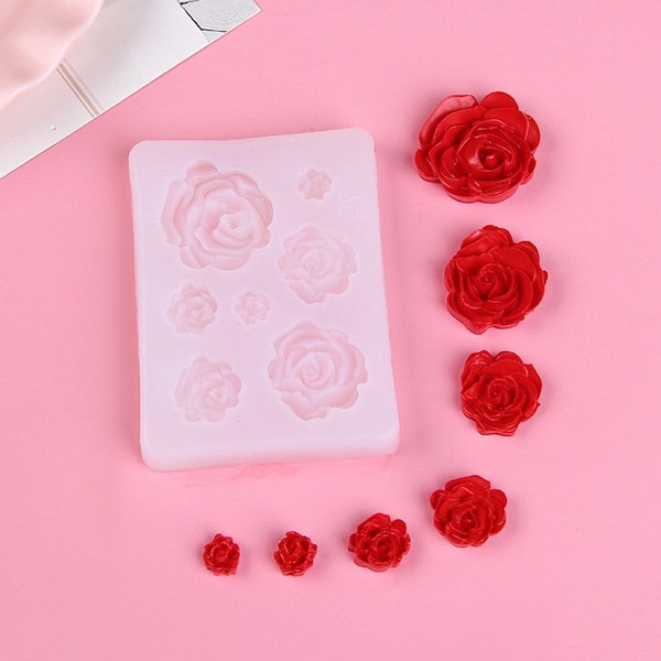 7 Cavity Rose silicone mold Flowers Cabochon UV Resin Mold Jewelry making Earrings Silicone Mold Fondant Candy candle wax Ornament mold,492