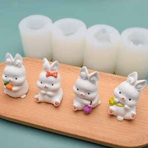 3D Coniglio Stampo Coniglio Silicone Stampo Carino animale candela muffa Fondente Budino Gelatina Muffa argilla Gesso Stampo resina epossidica stampo, Artigianato fai-da-te, GJ164