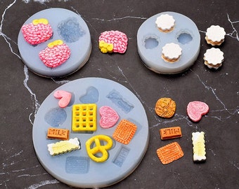Mini Crackers Snacks Form Kawaii Godis Miniatyrkakor Silikonform För Ljus Tvål Gips Harts Epoxi Smyckestillverkning Tårtdekor, G447