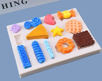 Mini molde de silicona para alimentos, pan, galletas, dulces, rosquillas, molde para galletas, vela Kawaii, jabón, yeso, resina epoxi, fabricación de joyas, Fondant, decoración de pasteles, 636