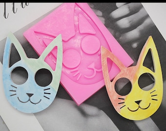 Stampo per testa di gatto lucido, stampo in silicone per gatto, stampo per portachiavi a forma di gatto, stampo in resina UV, stampo in resina epossidica di cristallo, creazione di gioielli artigianali, G95