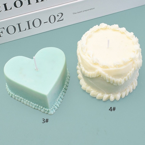 3D Heart Cake Mold fake cake candle mold realistic Food candle mold Soap mold Wax Melt Mold DIY Valentine Heart decoration crafts ,G343