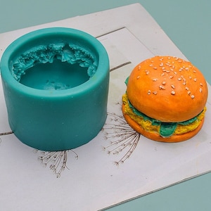 3D Hamburger Silicone Mold Realistic Food Mold Wax Candle Mold Handmade Soap Making Plaster Clay Chocolate Fondant Cake Decor mold,G503