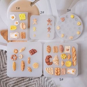 Tiny Food Mold Bread waffle ginger man egg Realistic mini Silicone Mold Kawaii Candle Soap Plaster Resin Epoxy Jewelry Making Cake Decor,16 image 1