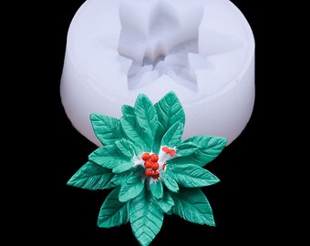 Holly Berries Leaves Silicone Mold Christmas Fondant mold Xmas Candy,Resin,Clay,Plaster,Candle mold Jewelry making Cake Decoration mold,G393