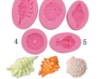 Shell Conch Mold Sea Coral Silicone Mold Sea urchin mold Beach Epoxy mold Baking Fondant Candy Chocolate Mold ,DIY Cake Decoration,GJ211