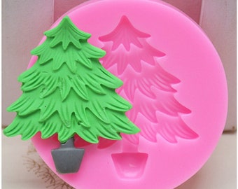 2pcs Christmas Tree Silicone Mold potted plants mold epoxy resin mold crafts jewelry mold Fondant Plaster Clay Mold DIY Cake Decoration G483