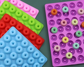 48-Cavity Tiny Donuts Molde de silicona Postre Dulces Molde Vela Cera Molde Chocolate Fondant Fabricación de dulces Molde de hielo Jelly Cake Decor Tool,639