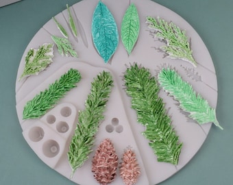 Fai da Te Foglia Premere Petali Fiore Venatore Silicone Stampi,Ripieno Stampo,Fatto a Mano Decorazione Dolci Attrezzo Preparazione Torte Gumpaste Cioccolato Teglie e Stampi Set,Zucchero Arte Caramelle
