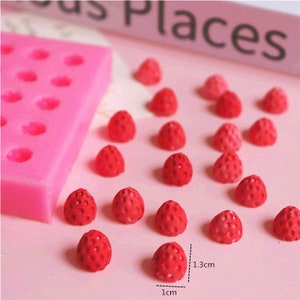 Molde de silicona de bayas de 20 cavidades, molde de fresa para frutas pequeñas, Chocolate, Fondant, fabricación de dulces, yeso, vela, jabón, resina, fabricación de joyas epoxi, G646